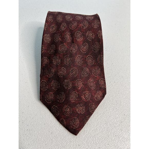 Joseph Abboud Red, Brown Geometric Pattern 100% Silk Made in Italy Tie NWOT - Picture 1 of 6